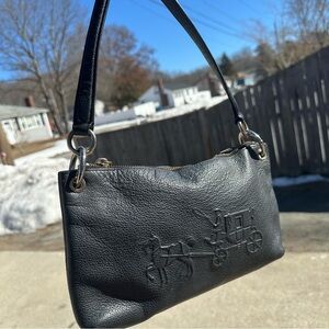 Y2K Coach Horse & Carriage Small Shoulder Bag Handbag Crossbody Black Grunge